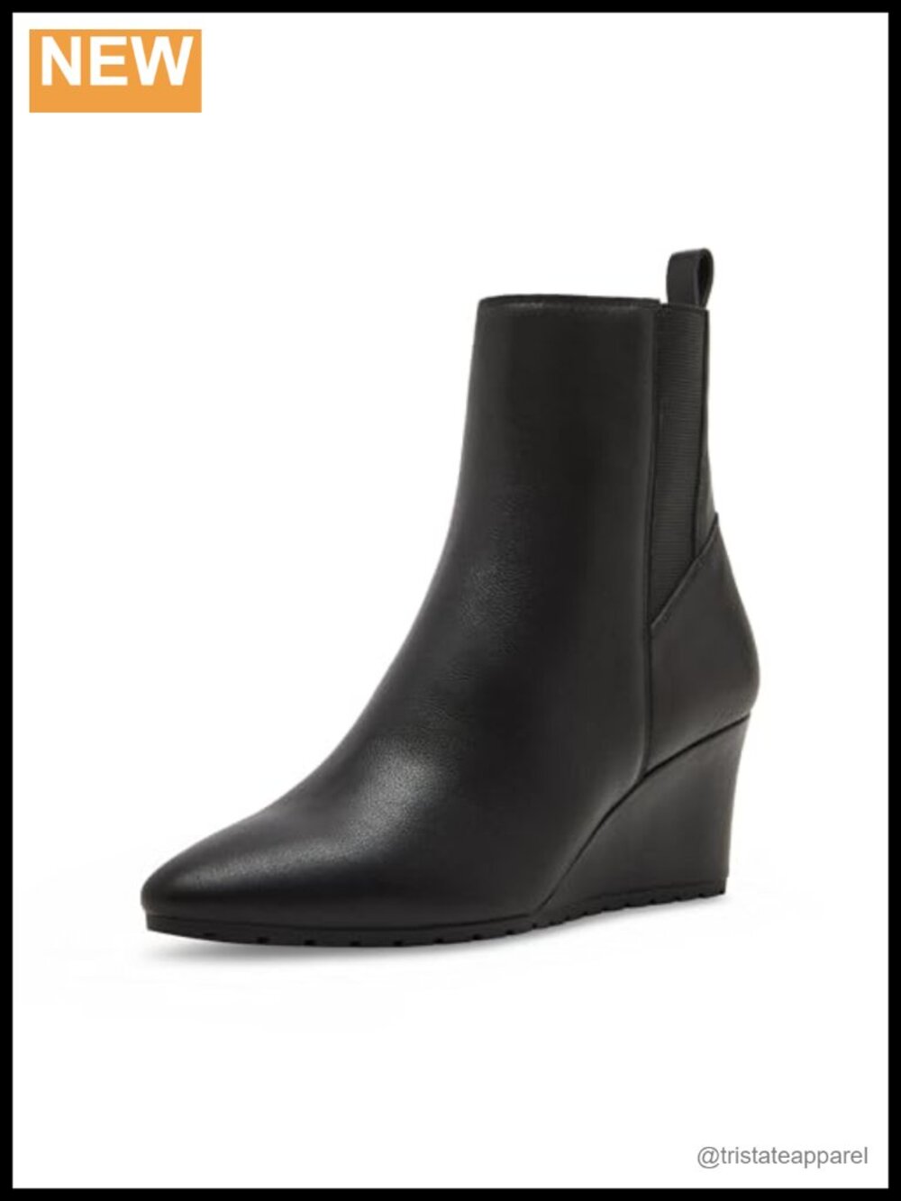 Waterproof Leather Ankle Booties Wedge Heel Zip Closure